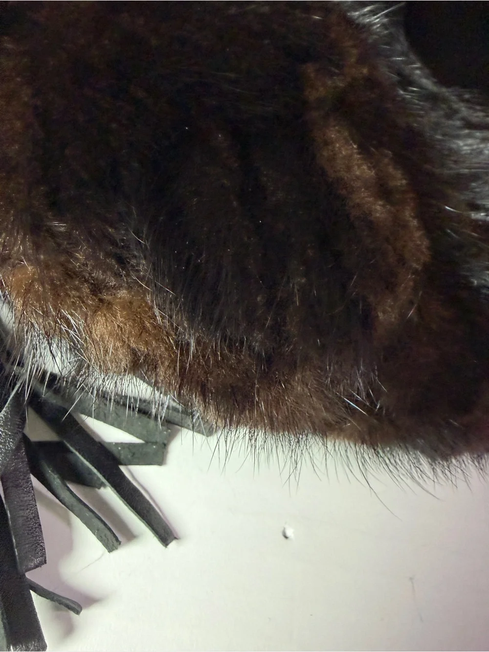 Paolo Masi Dark Mink Fur Shoulder Bag with Black Tassel - dark brown, black